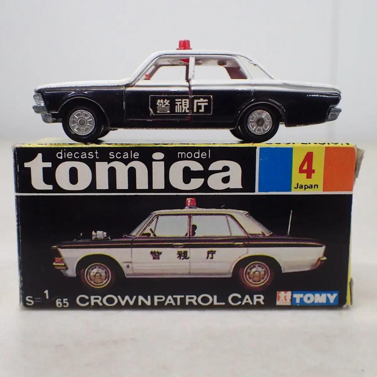 トミカNO.4トヨタクラウンパトロールカー(警視庁)1Hホイール 黒箱 日本製