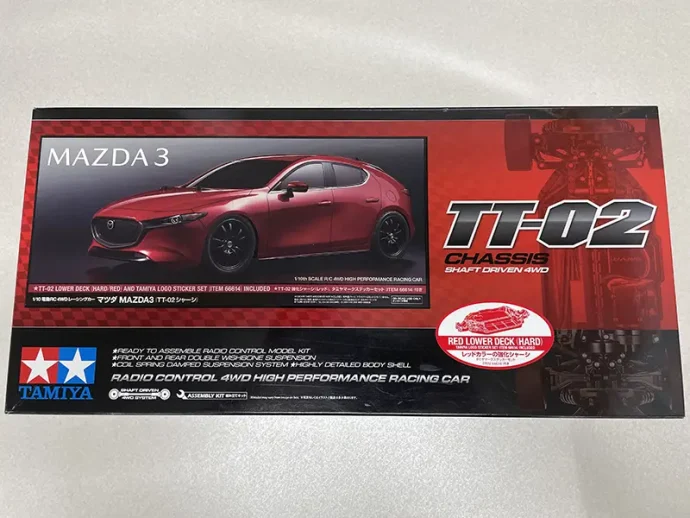 TT-02レッドカラー強化シャーシ 1/10 MAZDA3